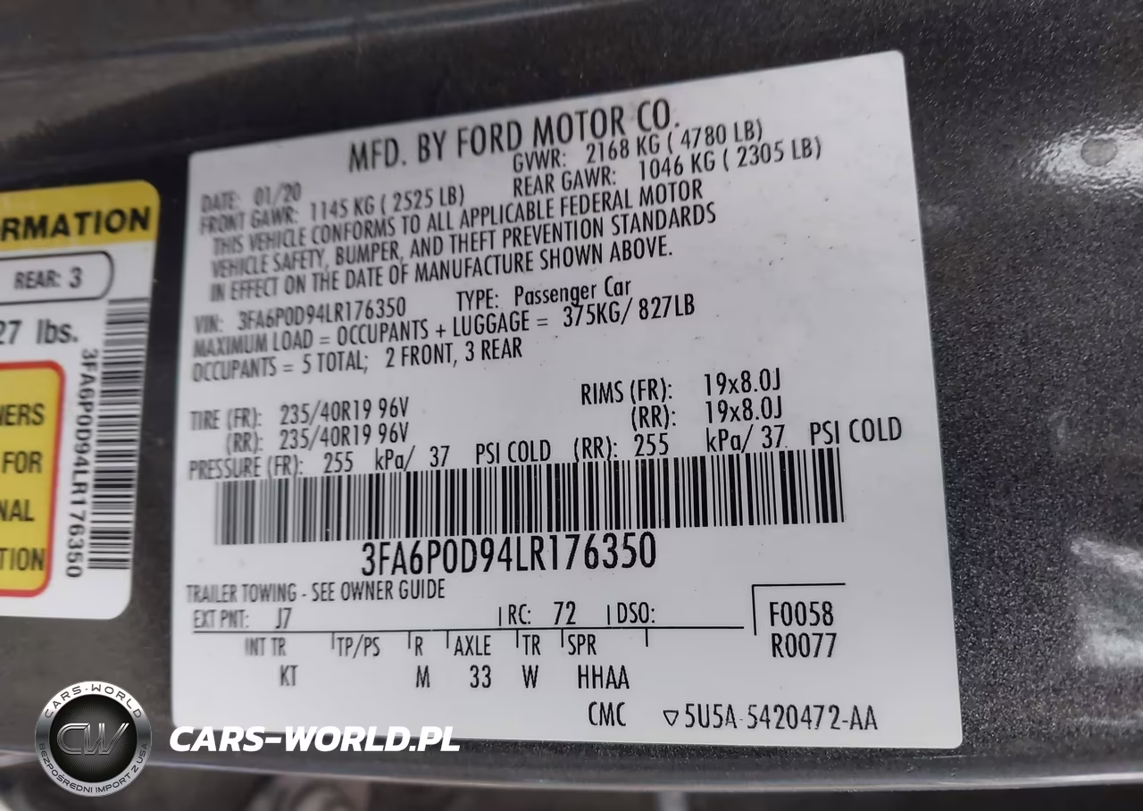 2020 Ford Fusion Titanium VIN:3FA6P0D94LR176350 - 9