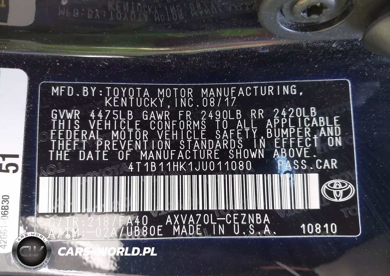 2018 Toyota Camry Le VIN:4T1B11HK1JU011080 - 9