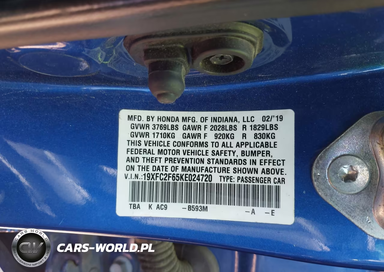 2019 Honda Civic Lx VIN:19XFC2F65KE024720 - 9