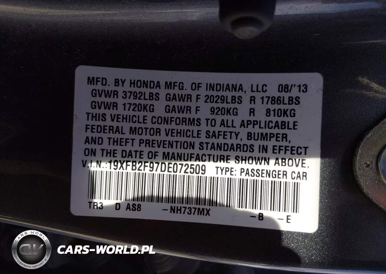 2013 Honda Civic Ex-L VIN:19XFB2F97DE072509 - 9
