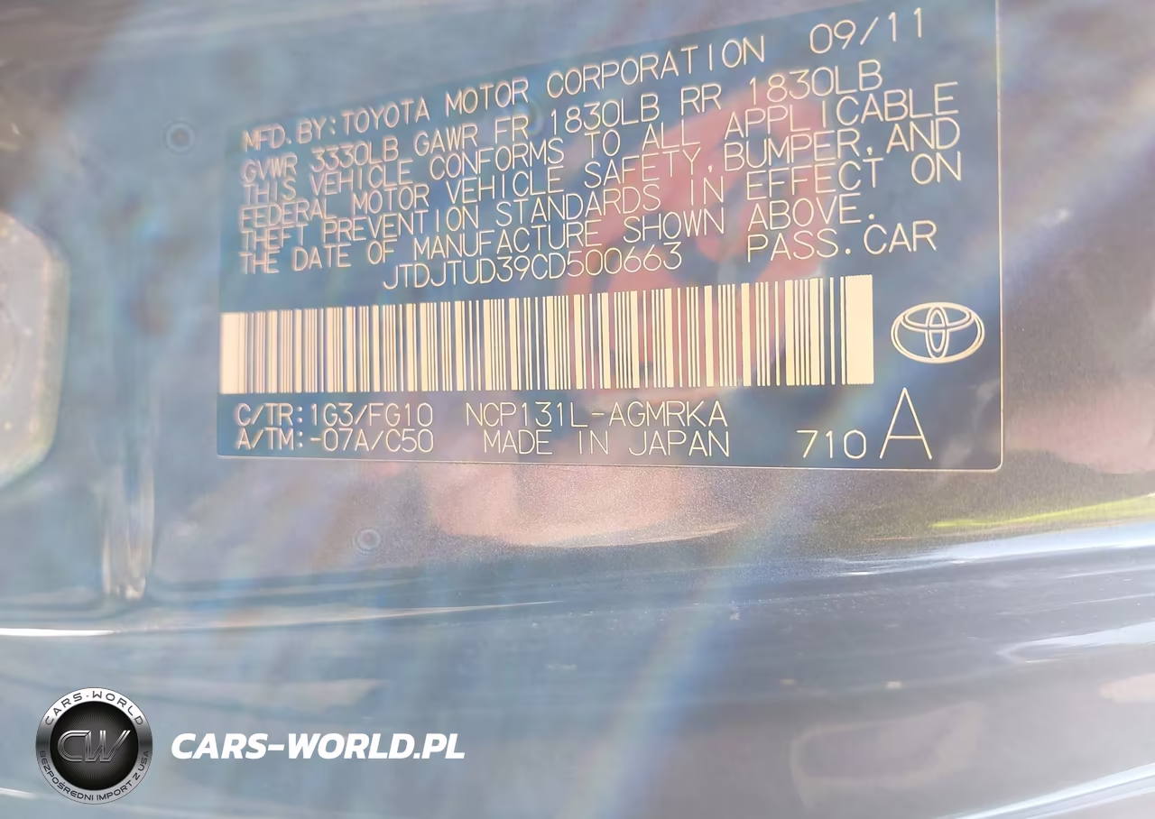 2012 Toyota Yaris L VIN:JTDJTUD39CD500663 - 9