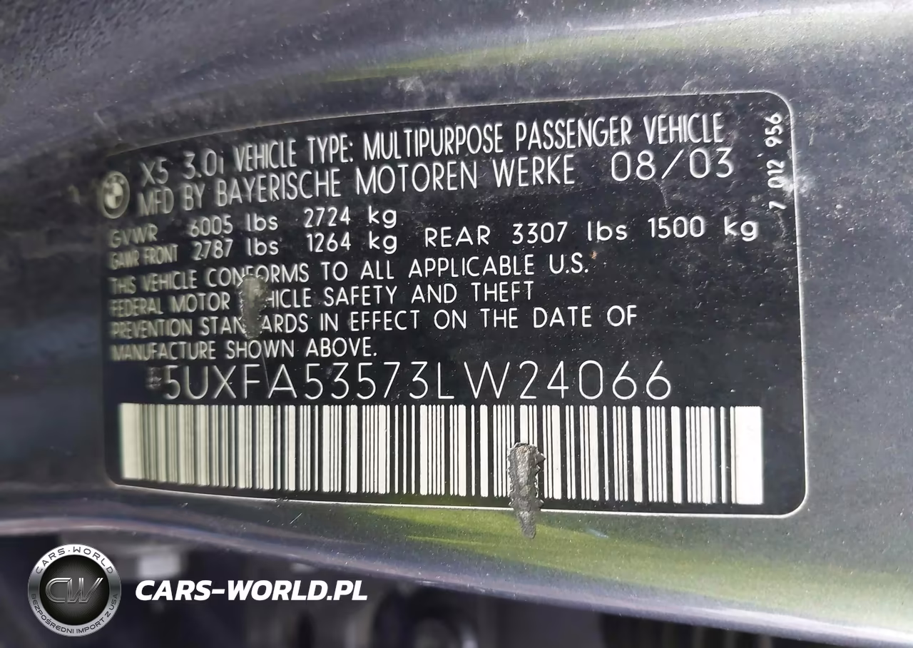 2003 BMW X5 3.0I VIN:5UXFA53573LW24066 - 9