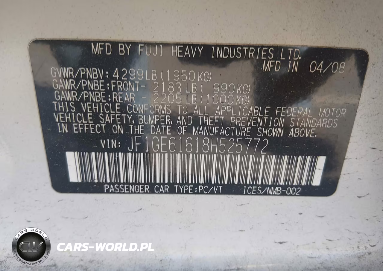 2008 Subaru Impreza 2.5I VIN:JF1GE61618H525772 - 9