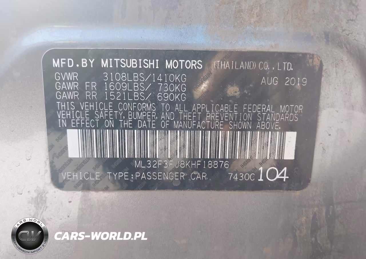 2019 Mitsubishi Mirage G4 Es VIN:ML32F3FJ8KHF18876 - 9