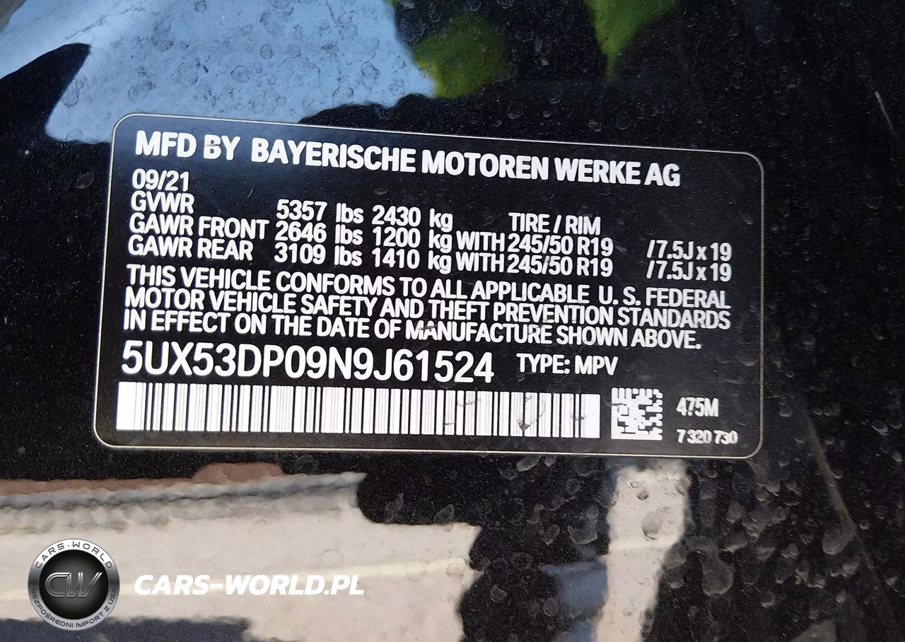 2022 BMW X3 xDrive30I VIN:5UX53DP09N9J61524 - 9