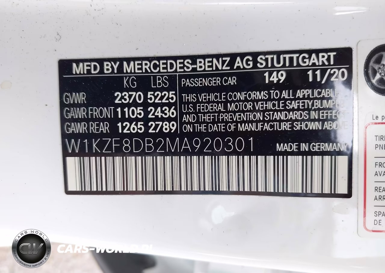 2021 Mercedes-Benz E 350 VIN:W1KZF8DB2MA920301 - 9