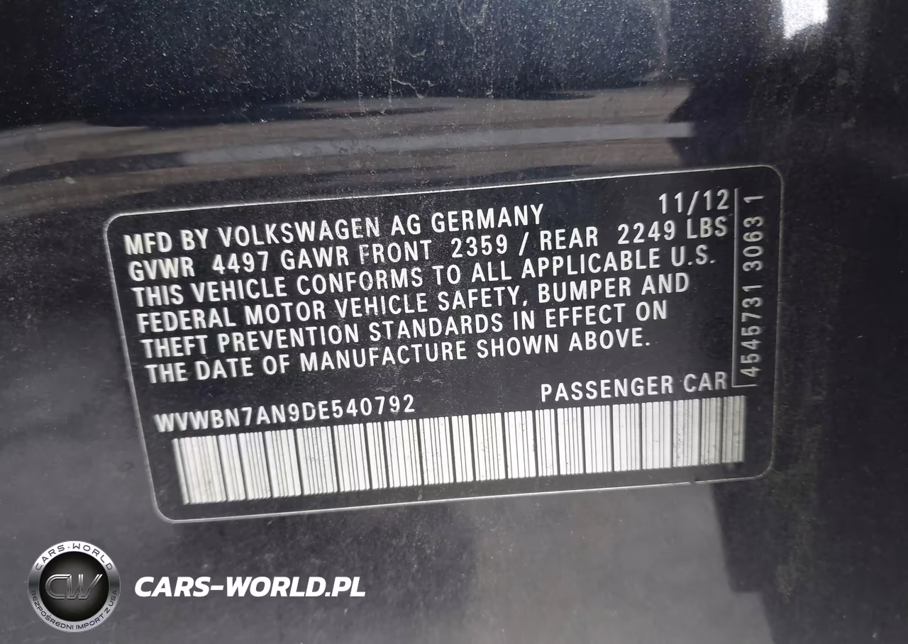 2013 Volkswagen Cc 2.0T R-Line VIN:WVWBN7AN9DE540792 - 9