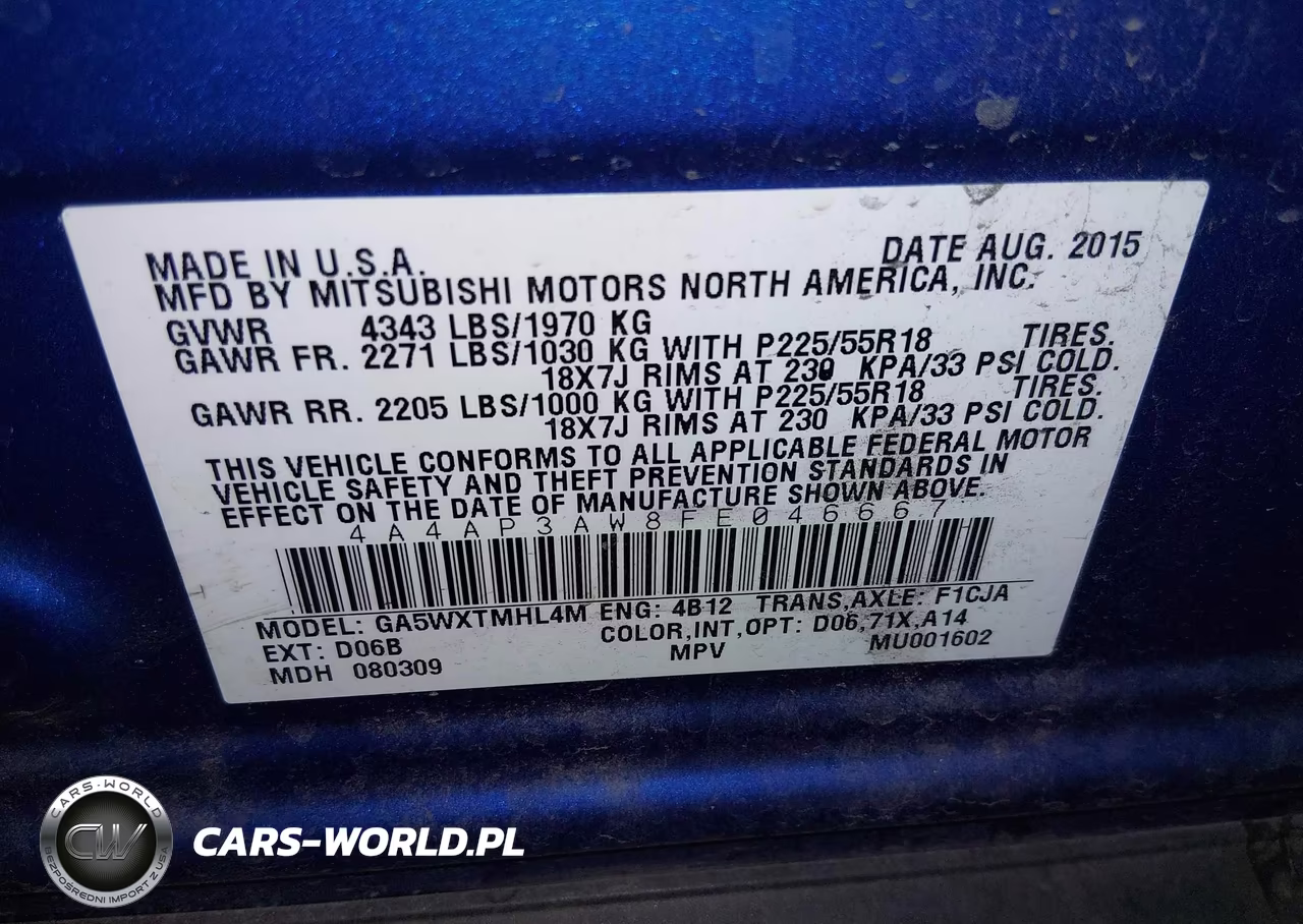 2015 Mitsubishi Outlander Sport Es VIN:4A4AP3AW8FE046667 - 9
