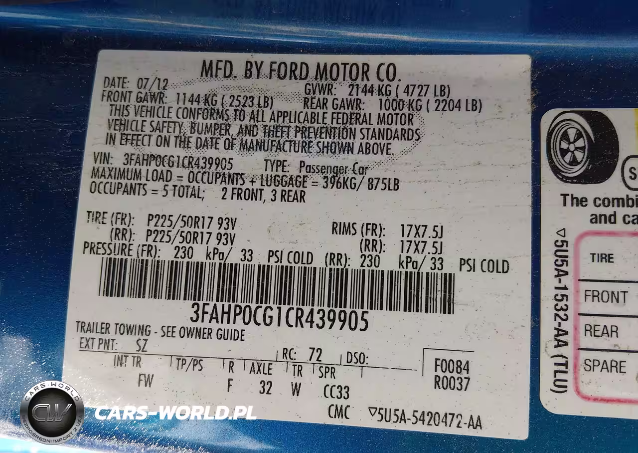 2012 Ford Fusion Sel VIN:3FAHP0CG1CR439905 - 9