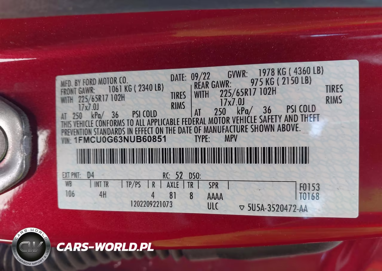 2022 Ford Escape Se VIN:1FMCU0G63NUB60851 - 9