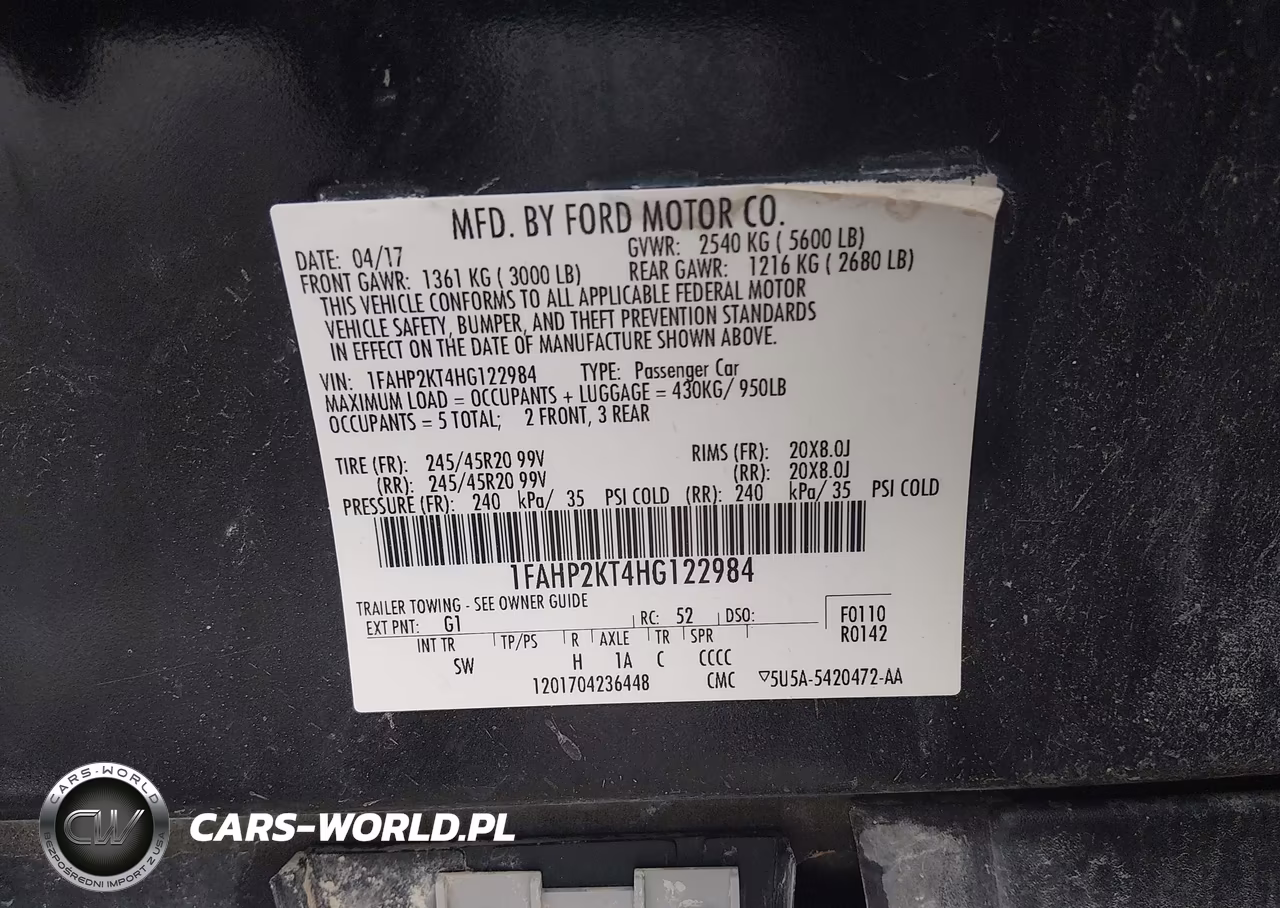 2017 Ford Taurus Sho VIN:1FAHP2KT4HG122984 - 9