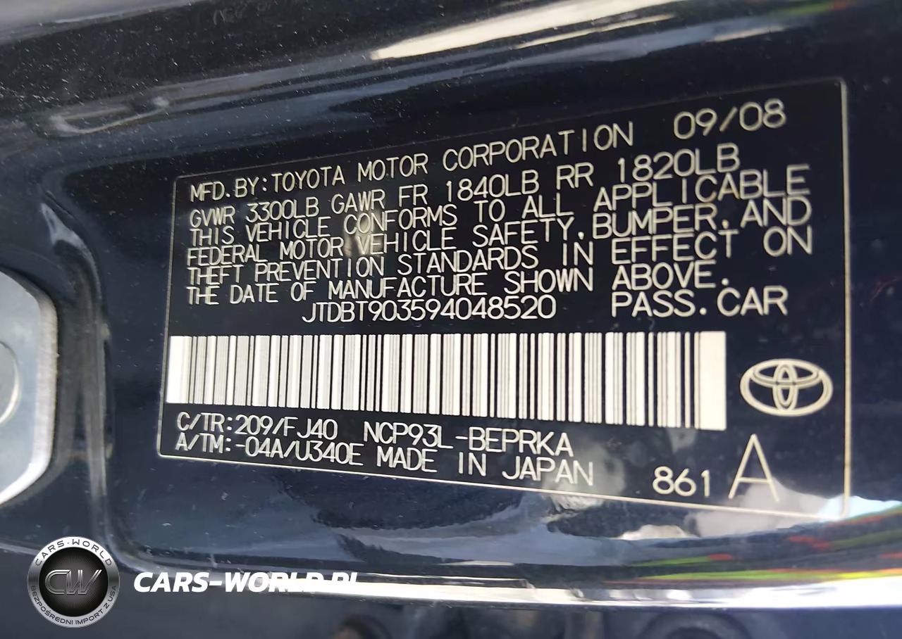 2009 Toyota Yaris VIN:JTDBT903594048520 - 9