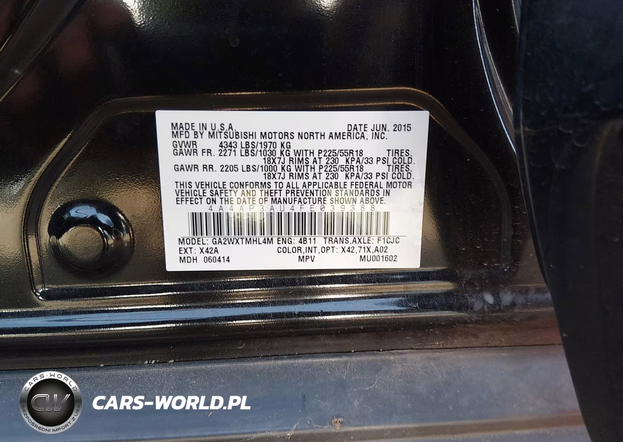 2015 Mitsubishi Outlander Sport Es VIN:4A4AP3AU4FE039388 - 9