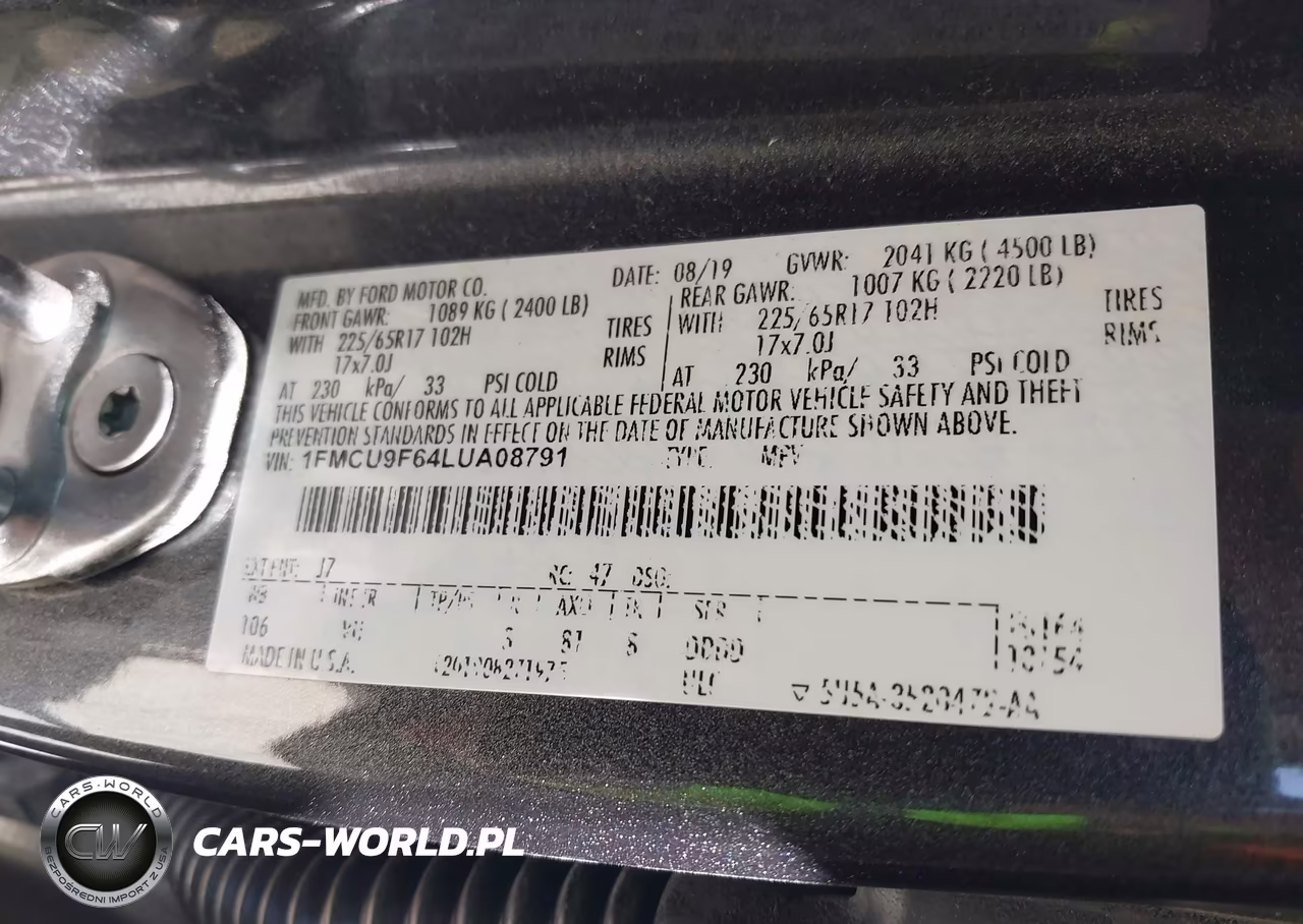 2020 Ford Escape S VIN:1FMCU9F64LUA08791 - 9