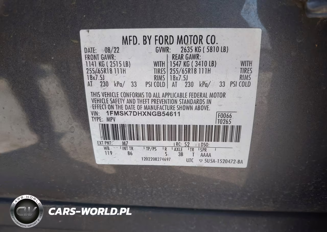 2022 Ford Explorer Xlt VIN:1FMSK7DHXNGB54611 - 9