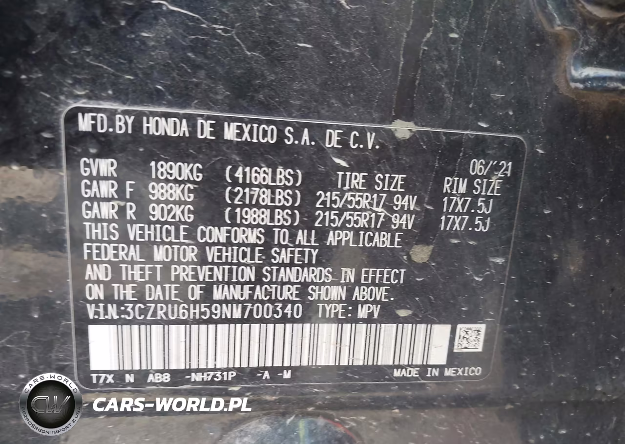 2022 Honda Hr-V Awd Ex VIN:3CZRU6H59NM700340 - 9
