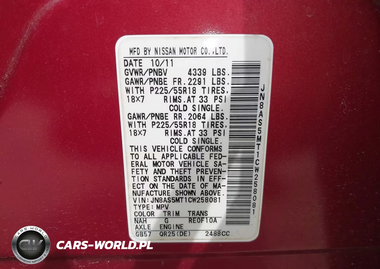 2012 Nissan Rogue Sv W-Sl Pkg VIN:JN8AS5MT1CW258081 - 9