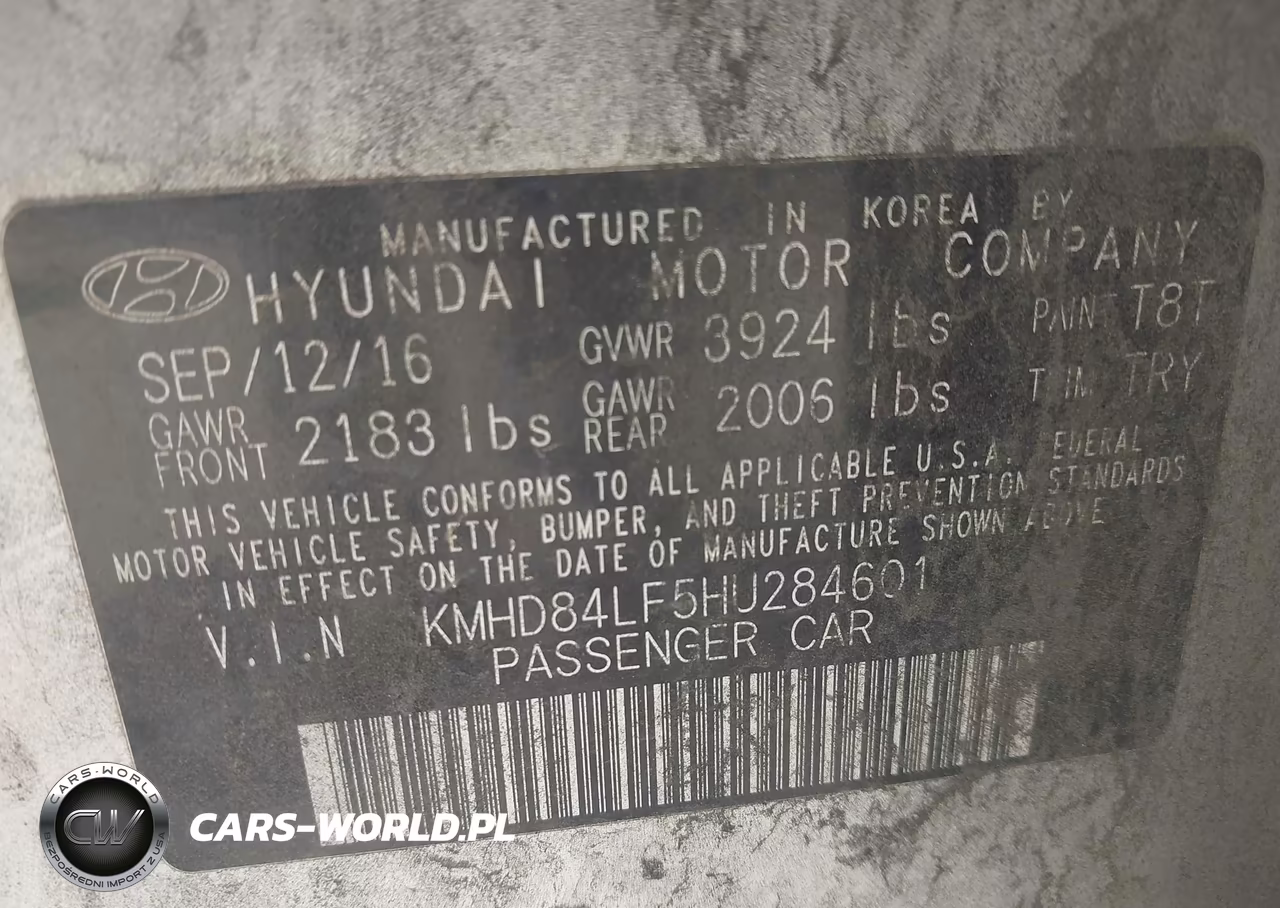 2017 Hyundai Elantra Limited VIN:KMHD84LF5HU284601 - 9