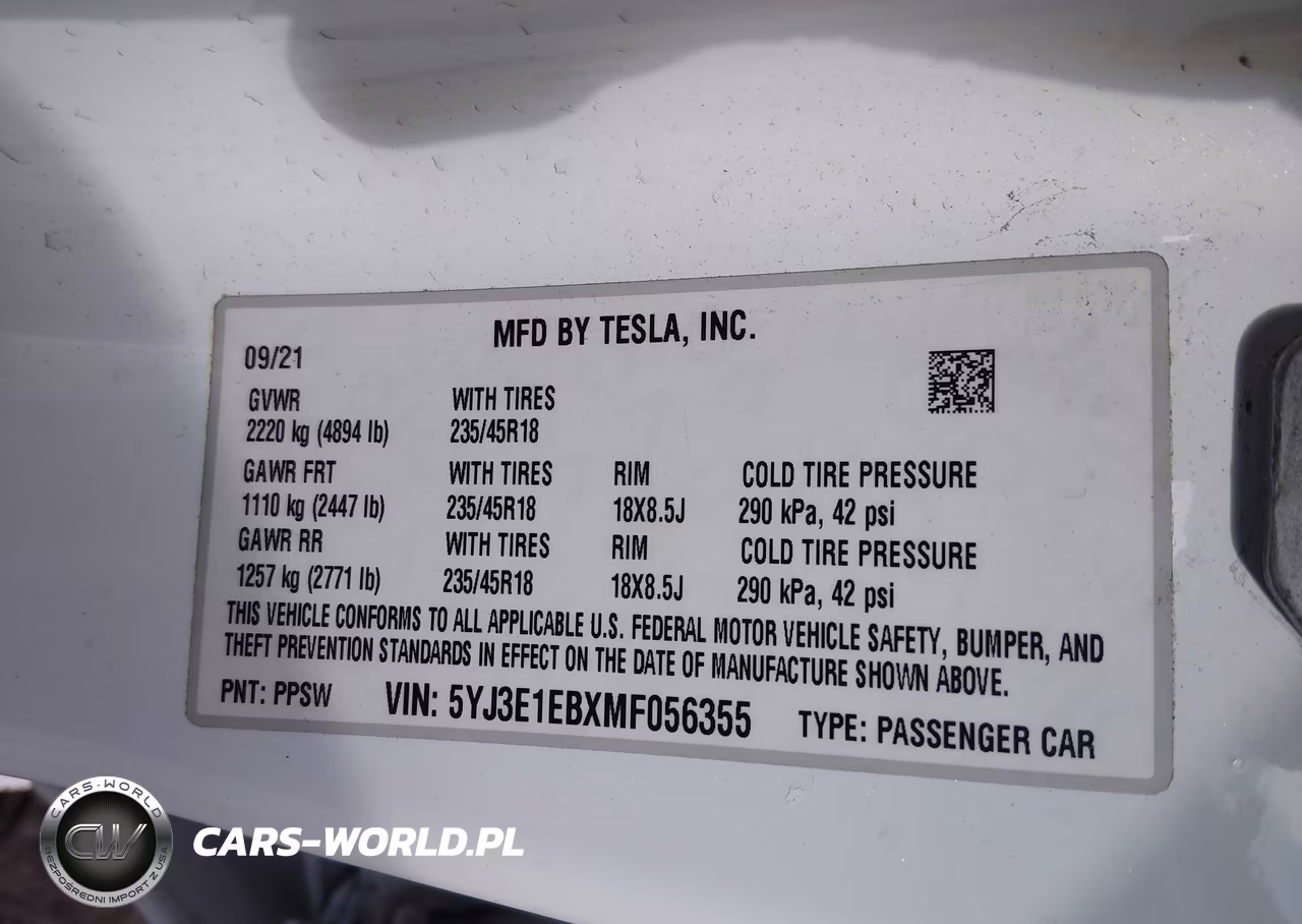 2021 Tesla Model 3 Long Range Dual Motor All-Wheel Drive VIN:5YJ3E1EBXMF056355 - 9