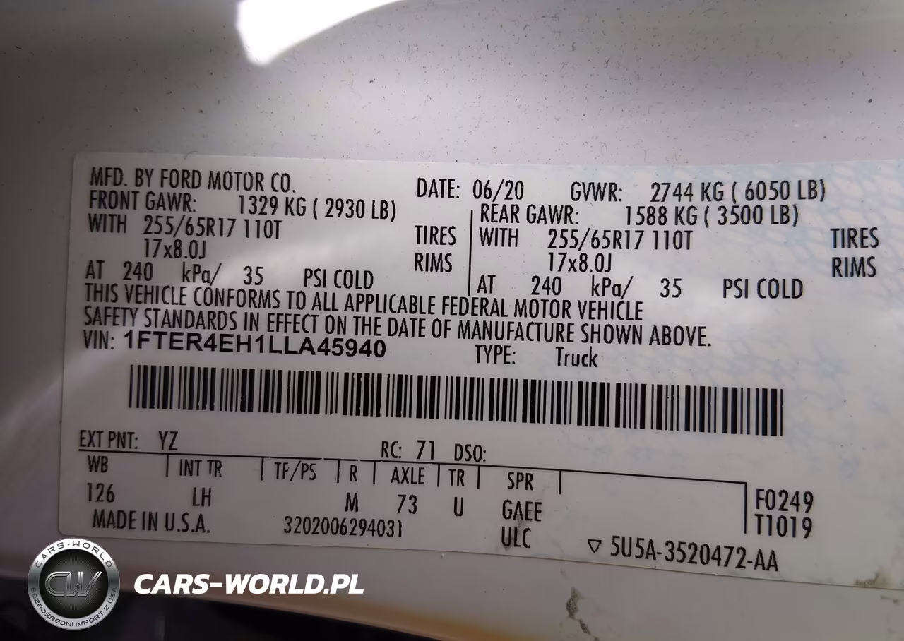 2020 Ford Ranger Xlt VIN:1FTER4EH1LLA45940 - 9