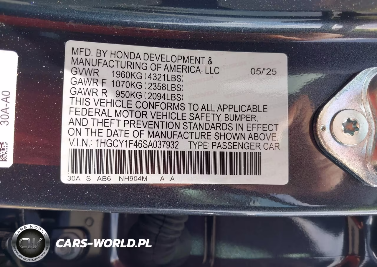 2025 Honda Accord Se VIN:1HGCY1F46SA037932 - 9