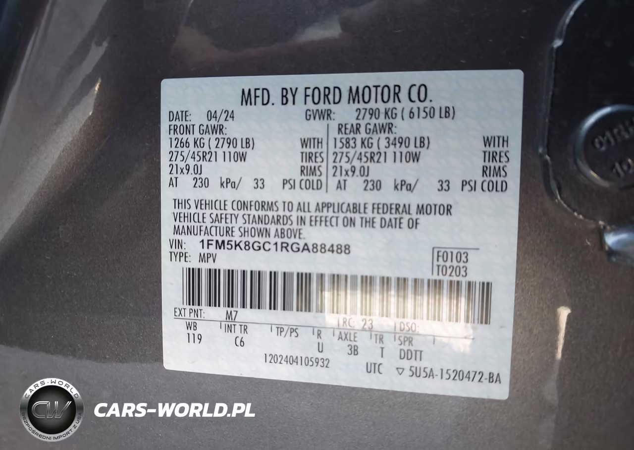 2024 Ford Explorer St VIN:1FM5K8GC1RGA88488 - 9
