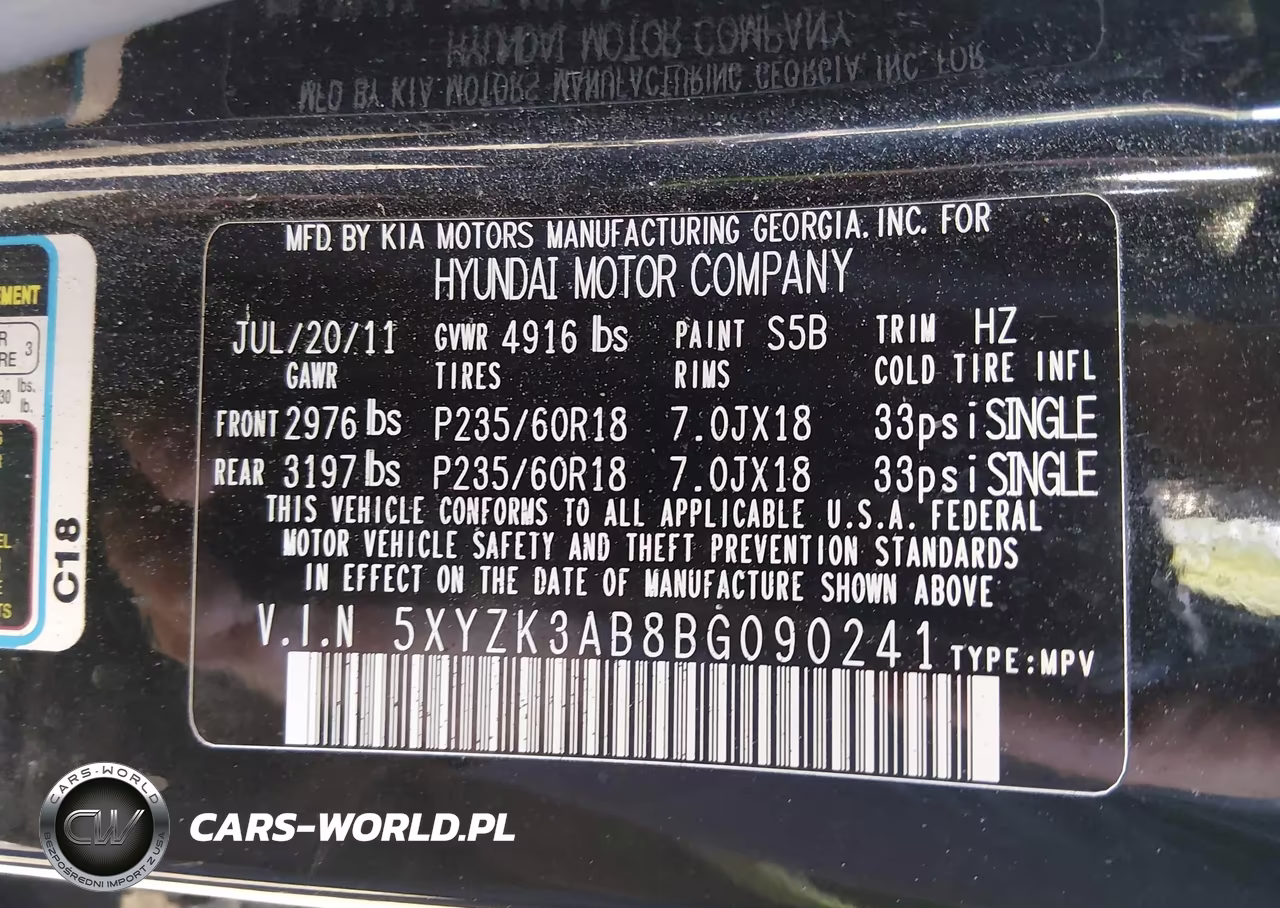 2011 Hyundai Santa Fe Limited VIN:5XYZK3AB8BG090241 - 9