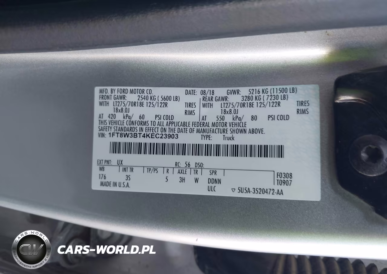 2019 Ford F-350 Xlt VIN:1FT8W3BT4KEC23903 - 8