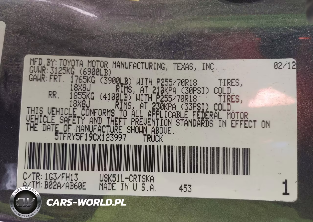 2012 Toyota Tundra Grade 5.7L V8 VIN:5TFRY5F19CX123997 - 9