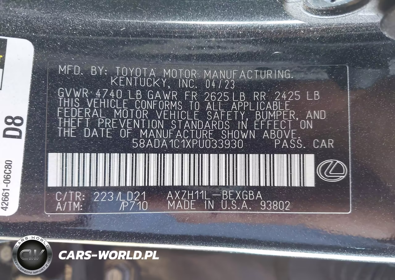 2023 Lexus Es 300H VIN:58ADA1C1XPU033930 - 9