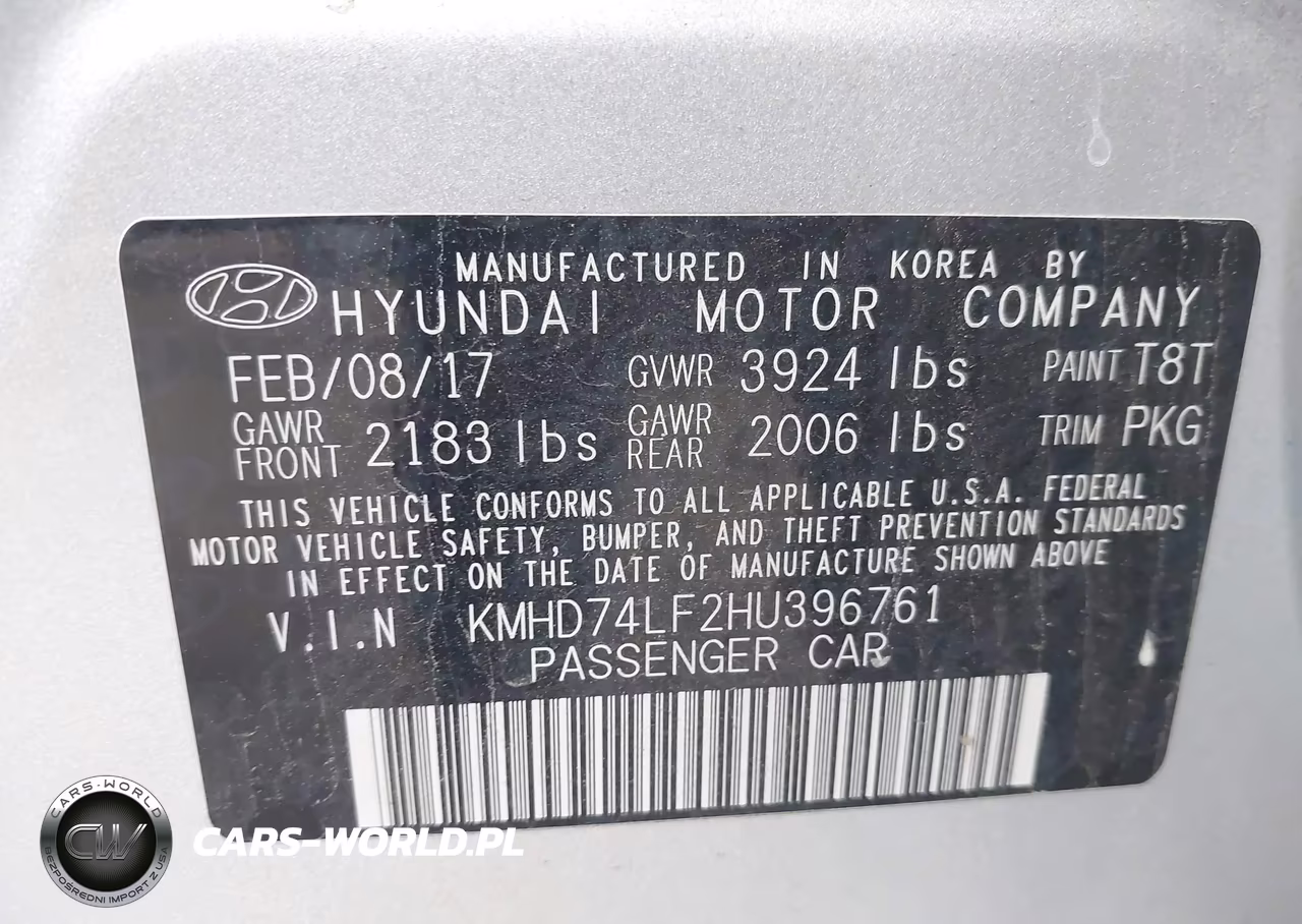 2017 Hyundai Elantra Se VIN:KMHD74LF2HU396761 - 9