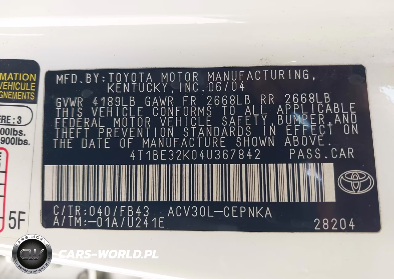 2004 Toyota Camry Le-Se-Std-Xle VIN:4T1BE32K04U367842 - 9