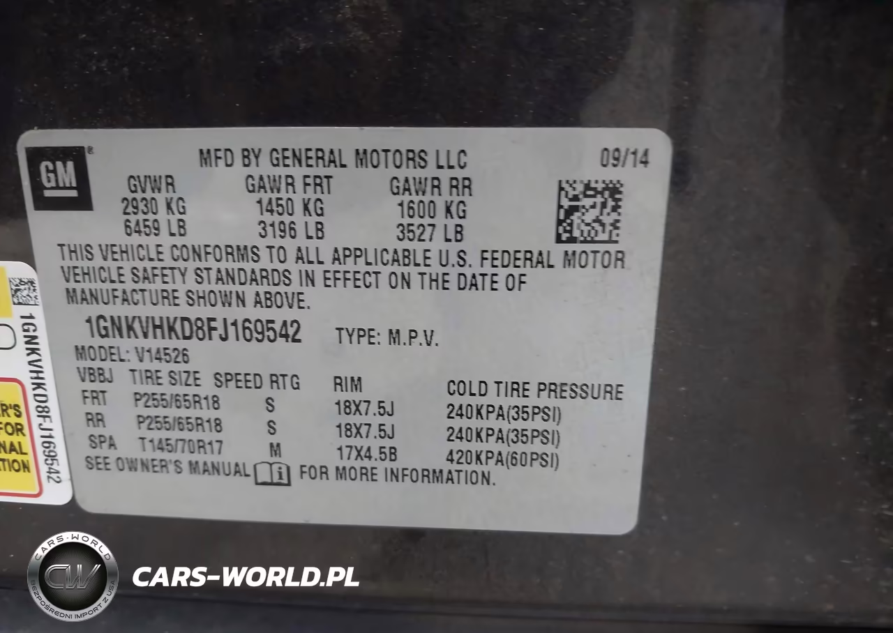 2015 Chevrolet Traverse 2Lt VIN:1GNKVHKD8FJ169542 - 9