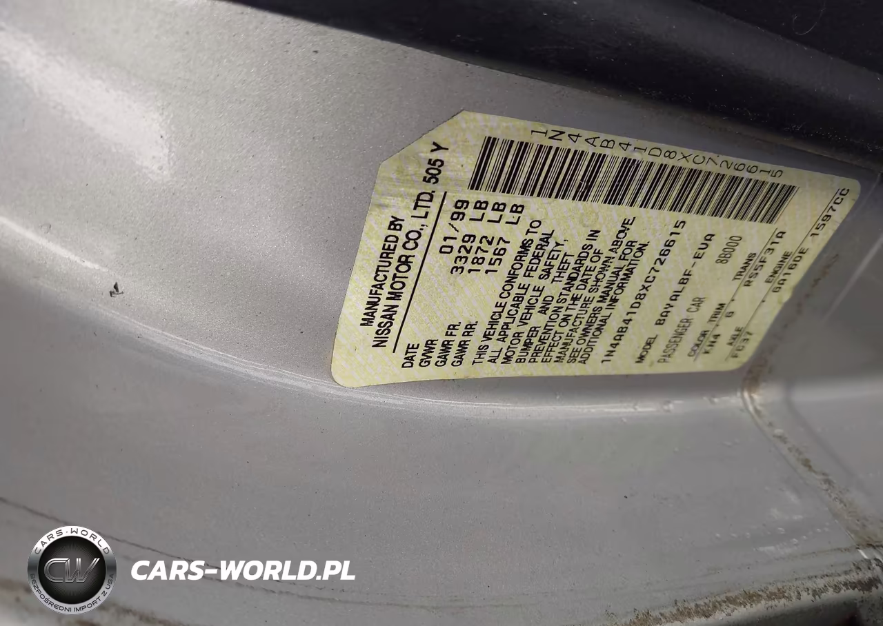 1999 Nissan Sentra Gxe-Xe VIN:1N4AB41D8XC726615 - 9