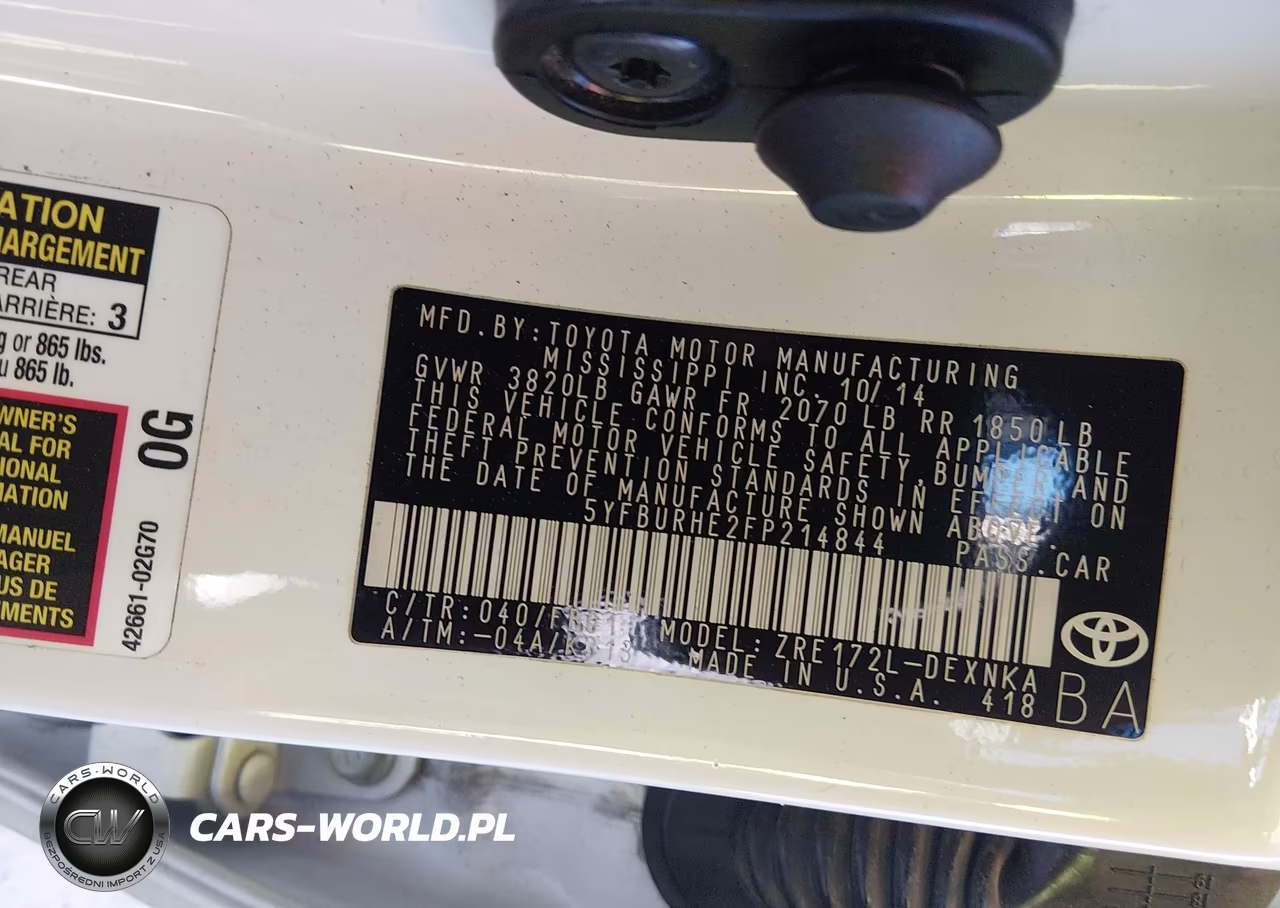 2015 Toyota Corolla Le Plus VIN:5YFBURHE2FP214844 - 9