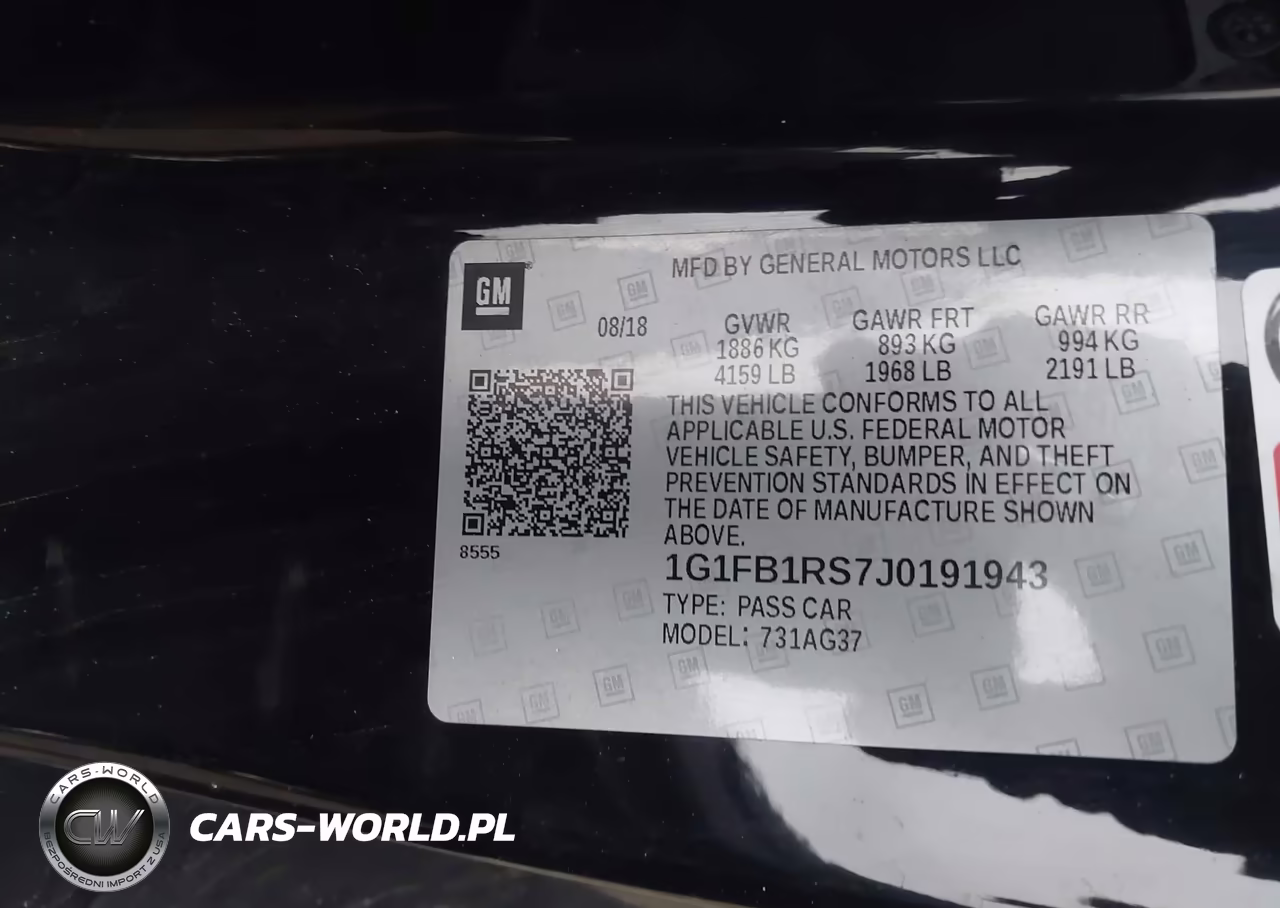 2018 Chevrolet Camaro 1Lt VIN:1G1FB1RS7J0191943 - 9