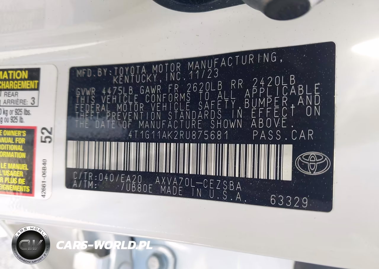 2024 Toyota Camry Se VIN:4T1G11AK2RU875681 - 9
