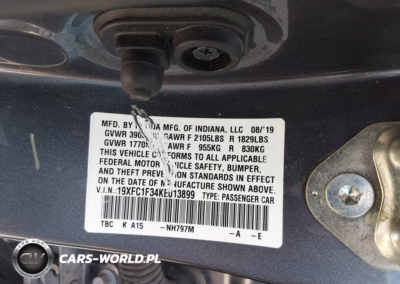 2019 Honda Civic Ex VIN:19XFC1F34KE013899 - 9