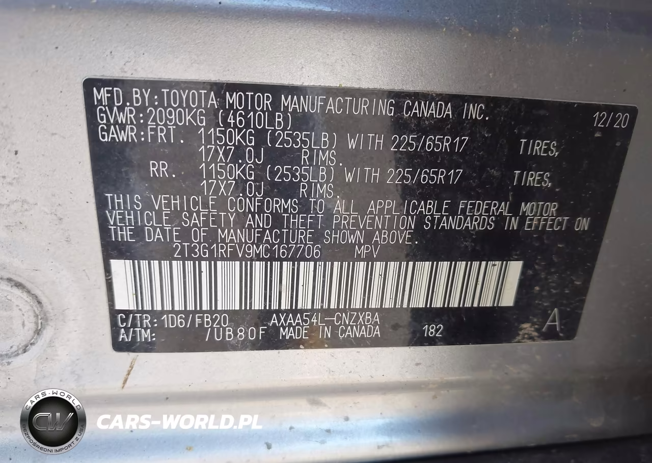 2021 Toyota Rav4 Le VIN:2T3G1RFV9MC167706 - 9