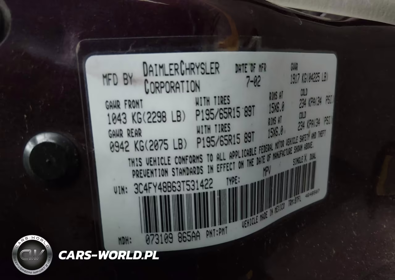 2003 Chrysler Pt Cruiser VIN:3C4FY48B63T531422 - 9