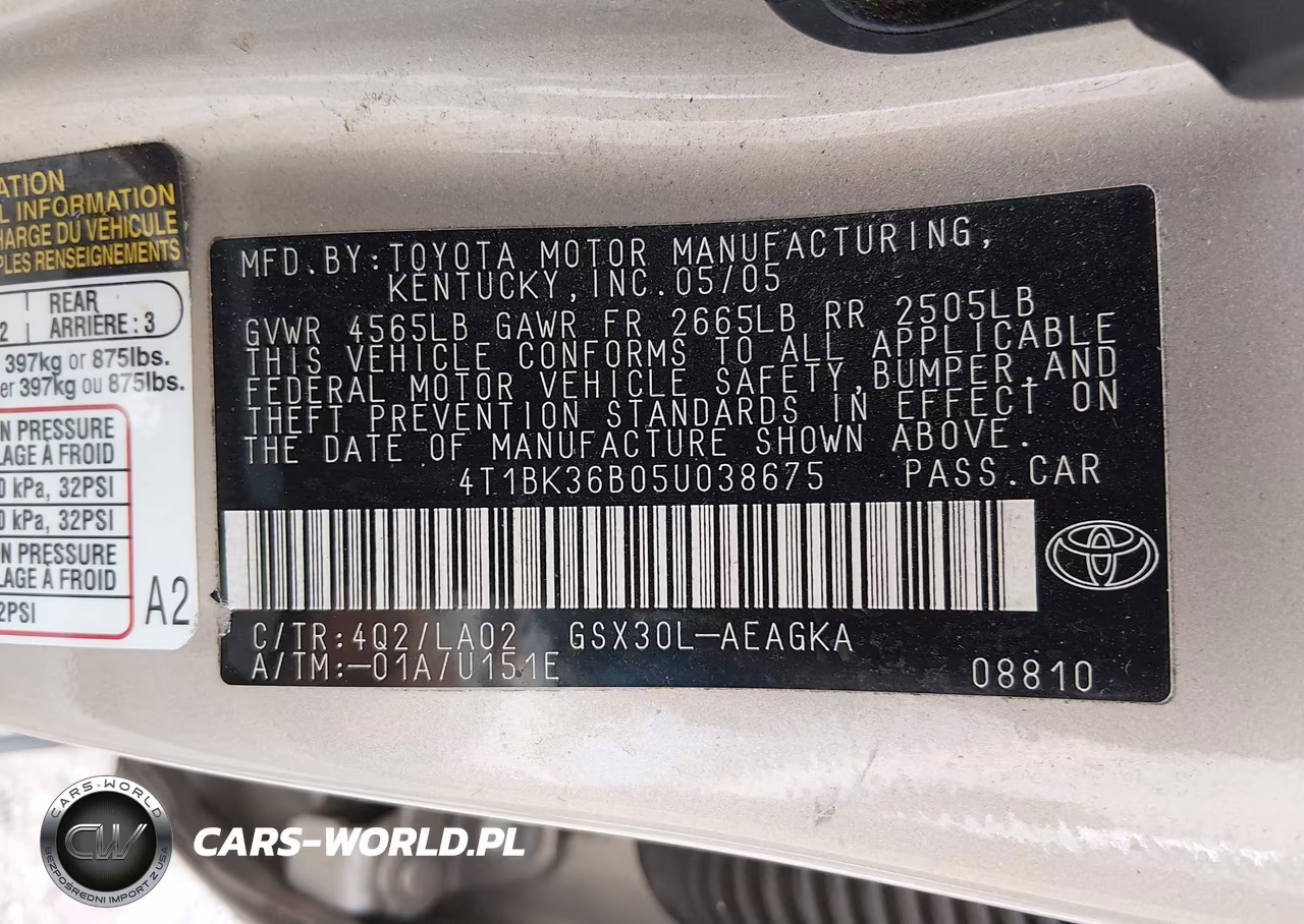 2005 Toyota Avalon Xls VIN:4T1BK36B05U038675 - 9