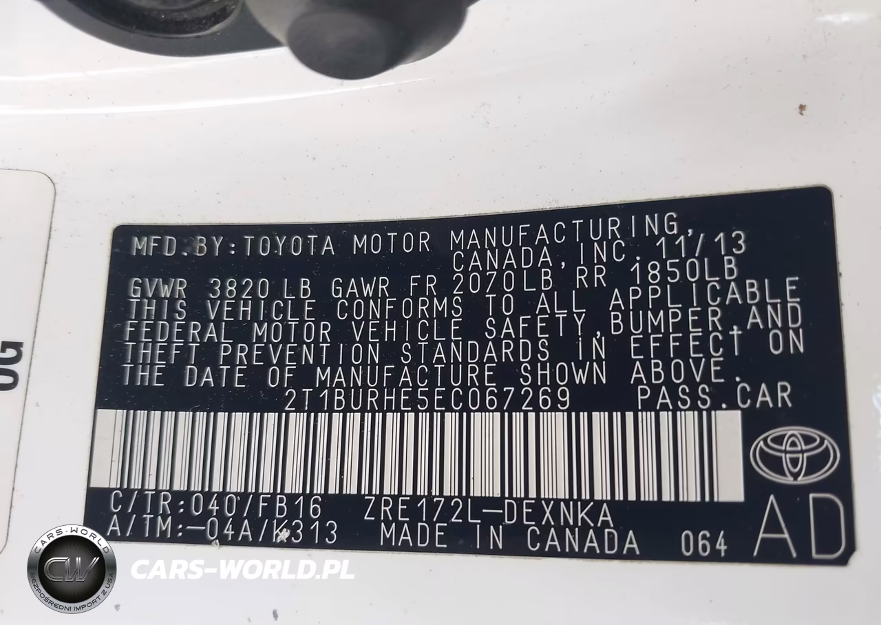 2014 Toyota Corolla Le VIN:2T1BURHE5EC067269 - 9