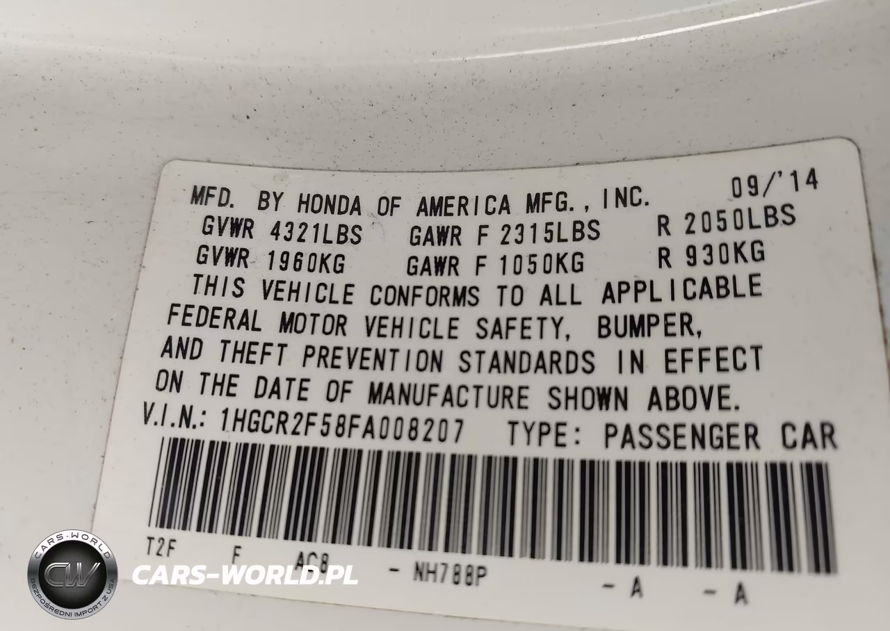 2015 Honda Accord Sport VIN:1HGCR2F58FA008207 - 9