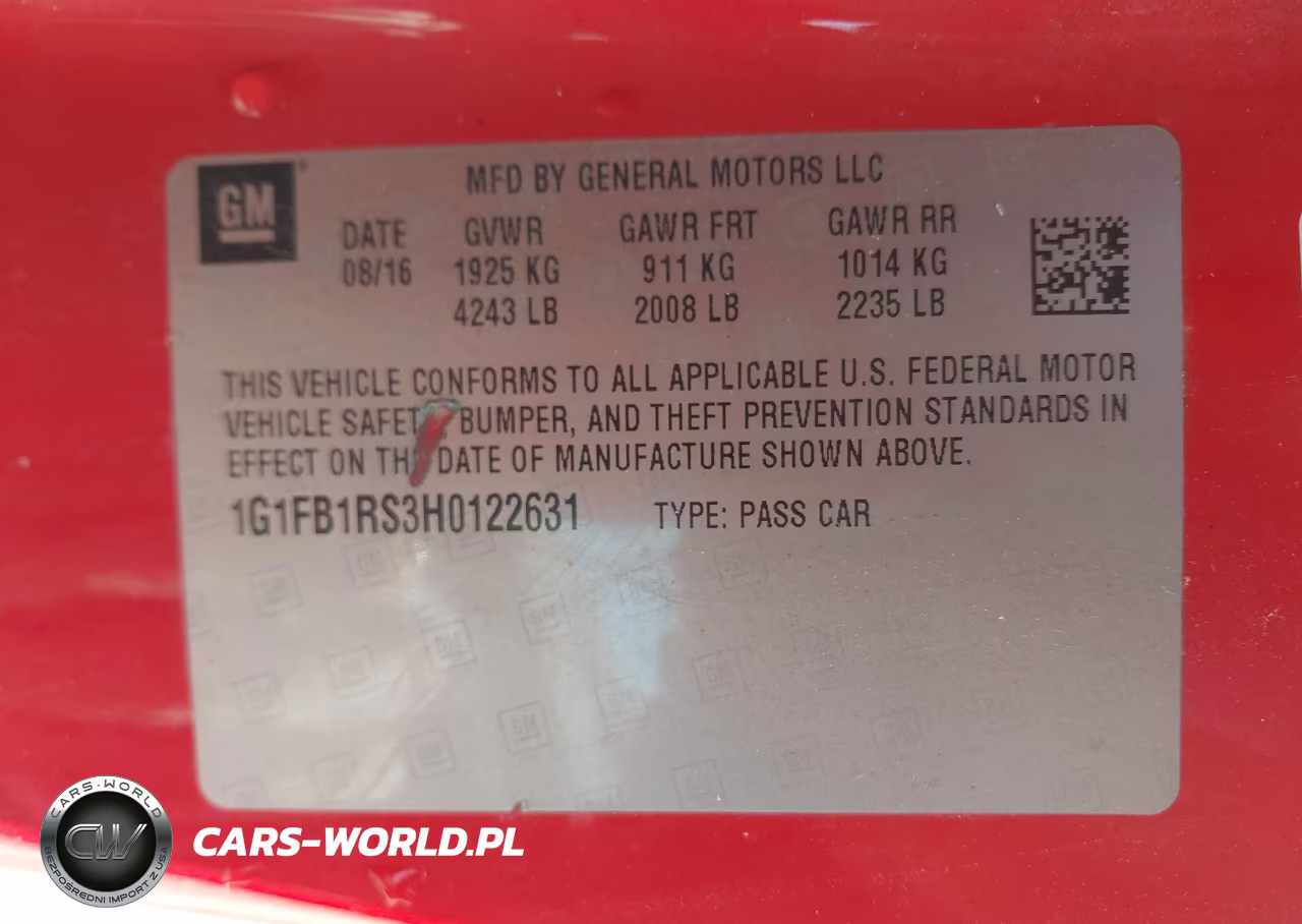 2017 Chevrolet Camaro 1Lt VIN:1G1FB1RS3H0122631 - 9