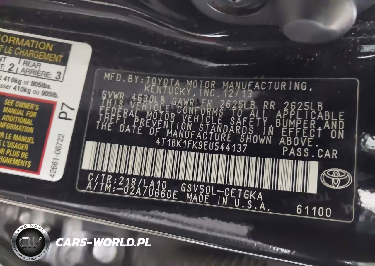 2014 Toyota Camry Xle V6 VIN:4T1BK1FK9EU544137 - 9
