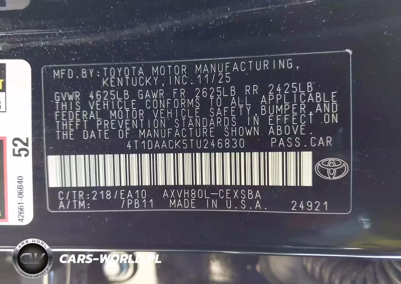 2026 Toyota Camry VIN:4T1DAACK5TU246830 - 9