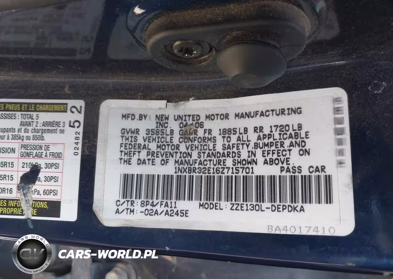 2006 Toyota Corolla Ce VIN:1NXBR32E16Z715701 - 9
