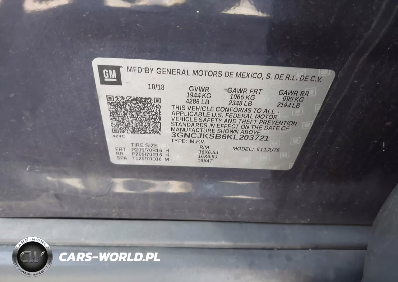 2019 Chevrolet Trax Ls VIN:3GNCJKSB6KL203721 - 9