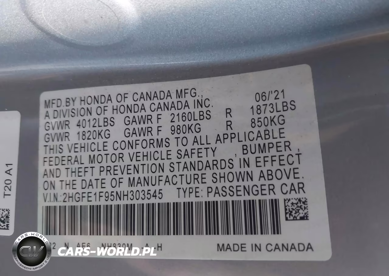2022 Honda Civic Touring VIN:2HGFE1F95NH303545 - 9