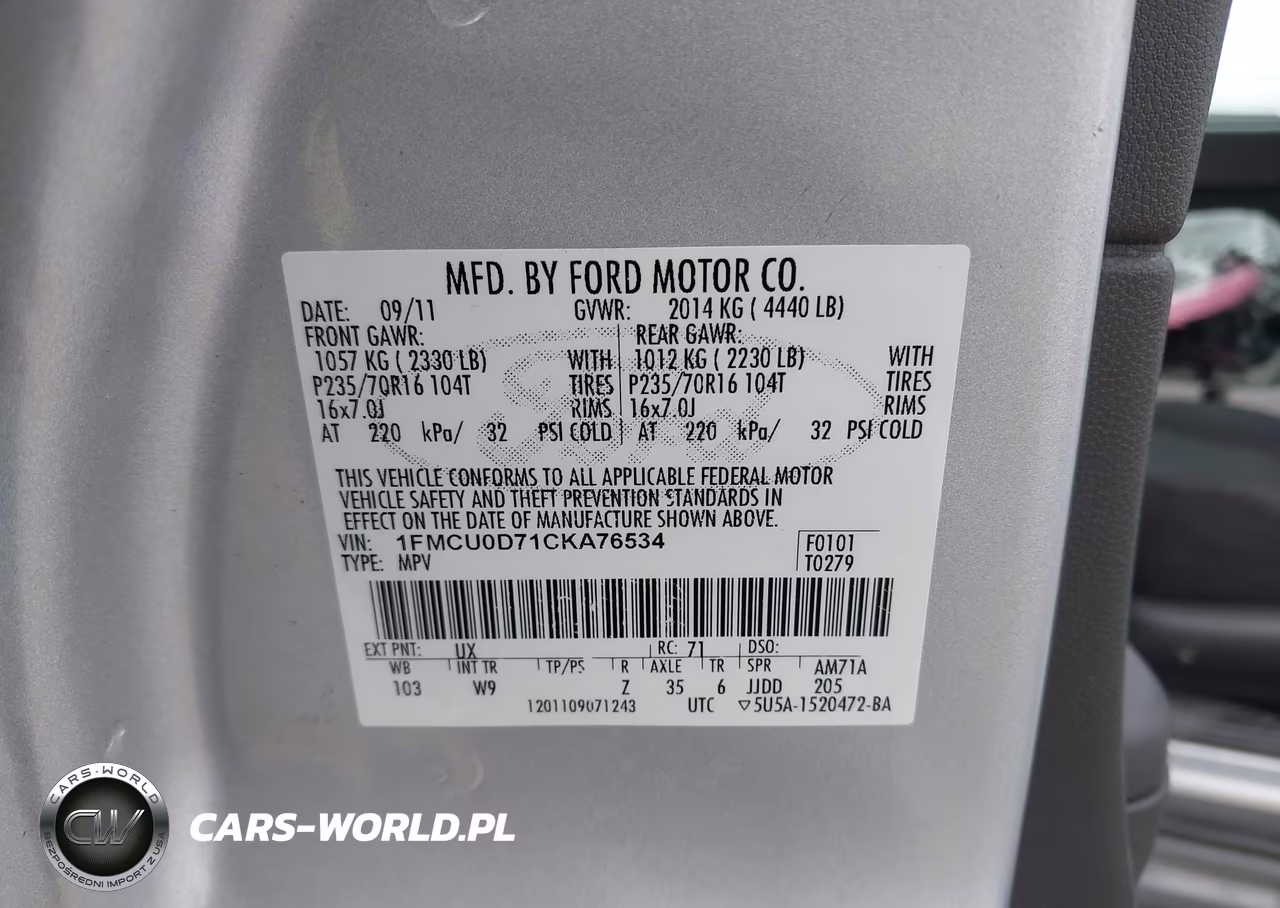 2012 Ford Escape Xlt VIN:1FMCU0D71CKA76534 - 9